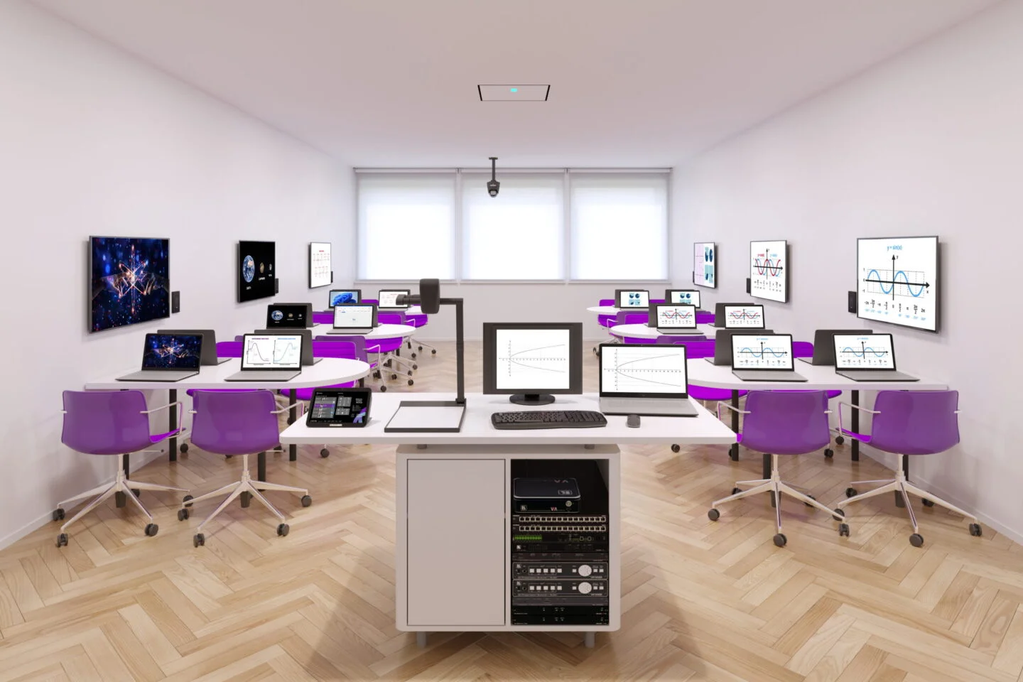 Aula de aprendizaje activo con tecnología colaborativa Kramer