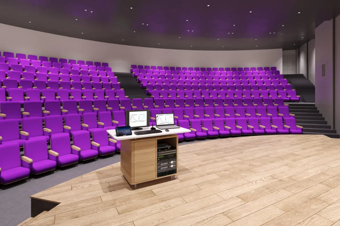 Auditorio educativo con soluciones audiovisuales Kramer